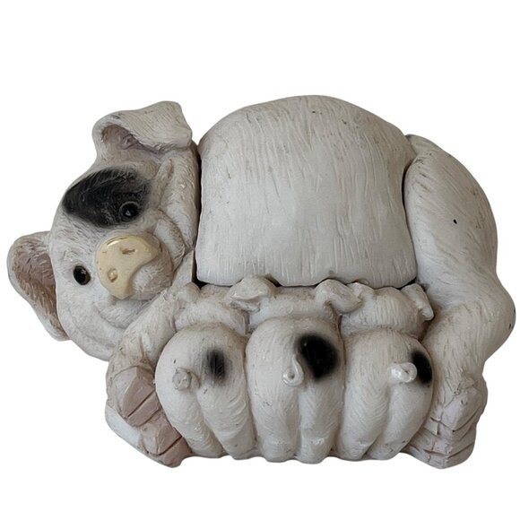 Stone Critters Critter Keeper Trinket Box Mother Pig and Piglets Resin Figurine - Picture 2 of 12